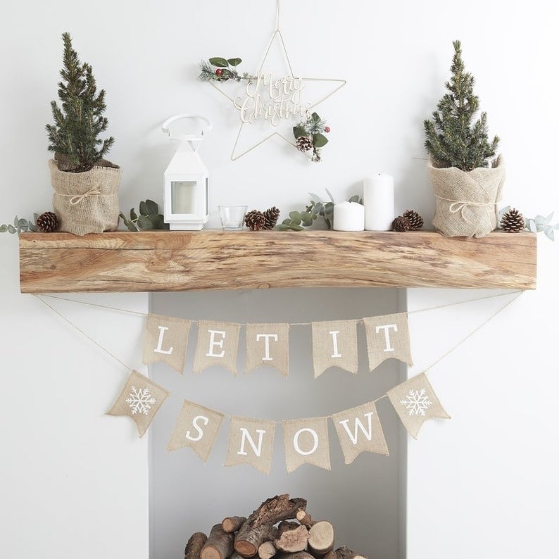 Let it snow décoration de Noël de cheminée à trouver sur Etsy