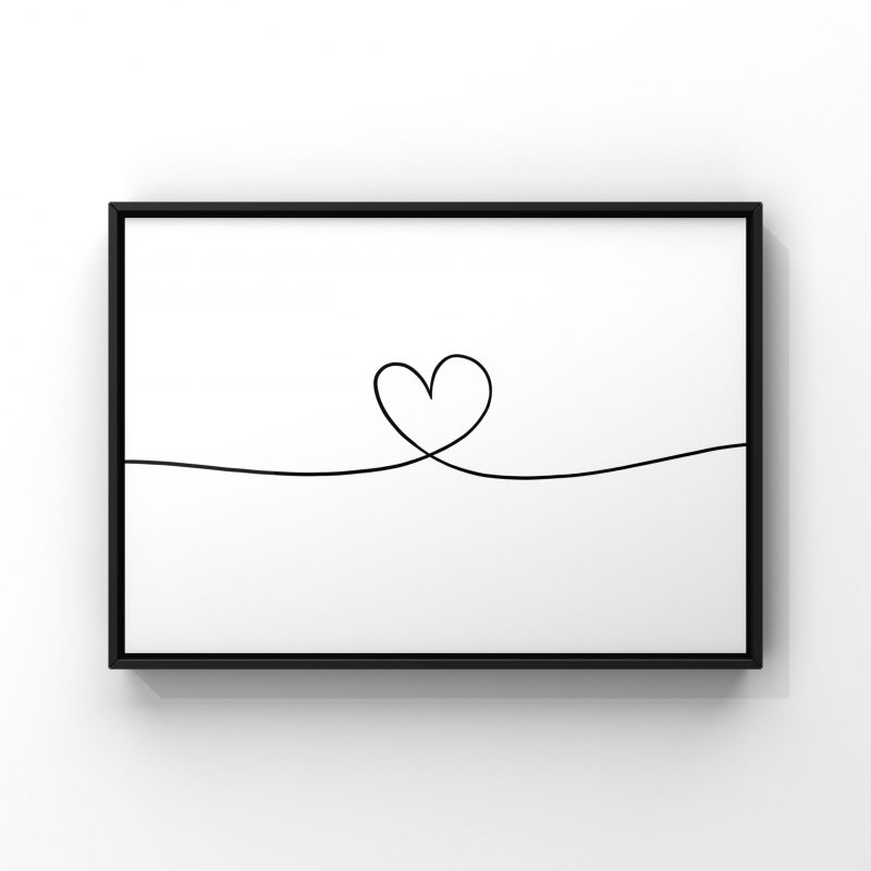 Poster / affiche représentant un coeur en line art de la marque de décoration murale Lilovia.com