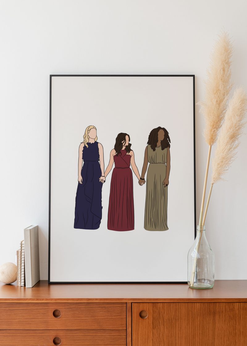 L'illustration minimaliste The Bold Type représentant Kat, Jane & Sutton viendra donner une touche girly à votre intérieur.