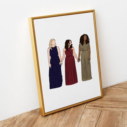L'illustration minimaliste The Bold Type représentant Kat, Jane & Sutton viendra donner une touche girly à votre intérieur.