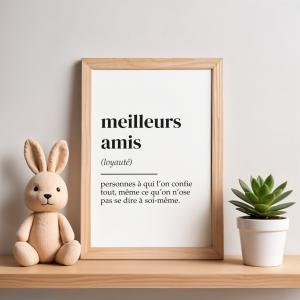 Affiche définition Meilleurs amis – Poster typographique à télécharger – Cadeau amitié original