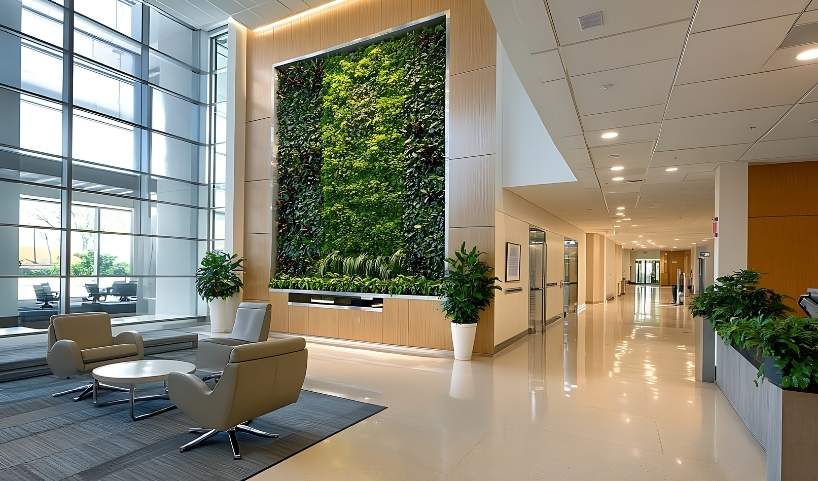 tableau végétal à l'intérieur des bureaux d'une entreprise