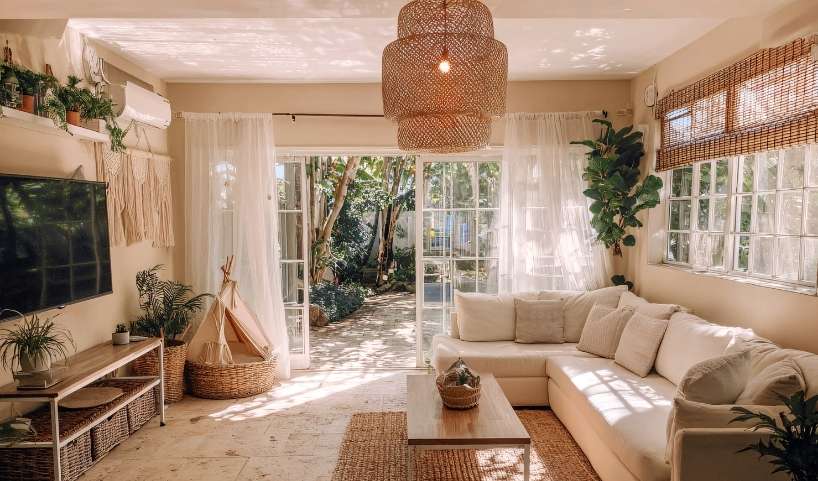 luminaire personnalisable au sein d'un salon moderne