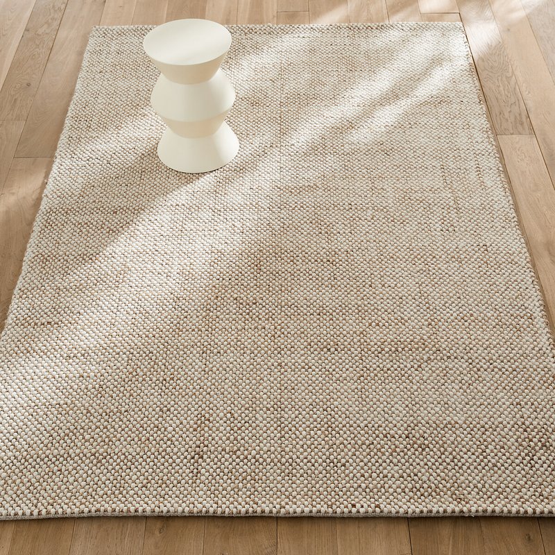 Tapis Ishaan en laine et jute, tissé main — Beige ficelle