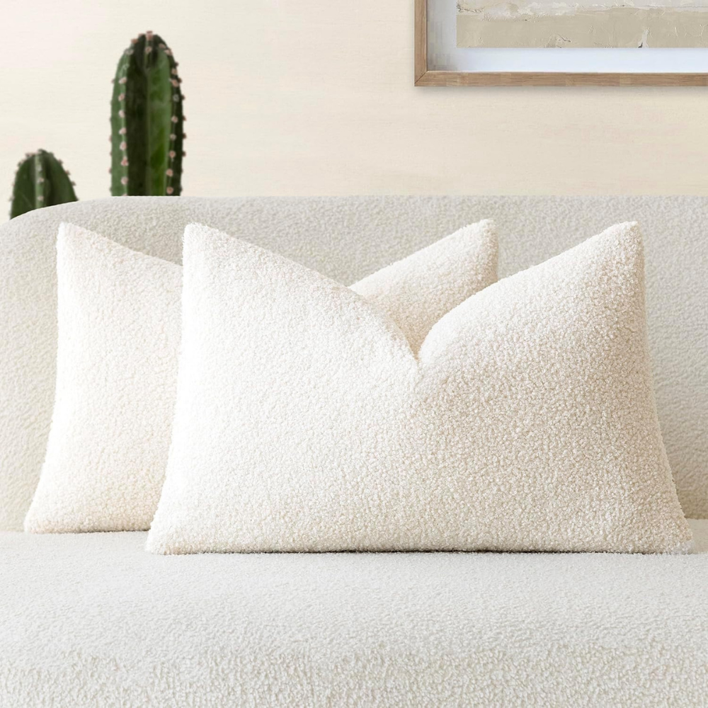 lot de 2 housses de coussin en fausse fourrure bouclées