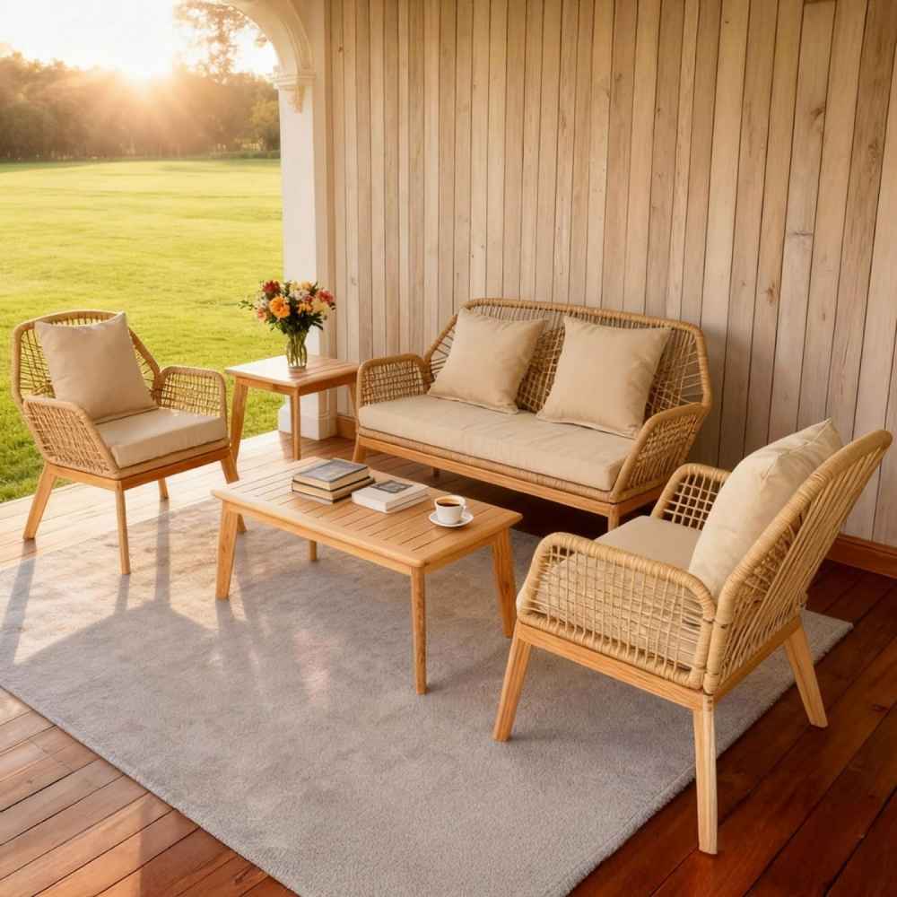 concept salon de jardin 4 places beige