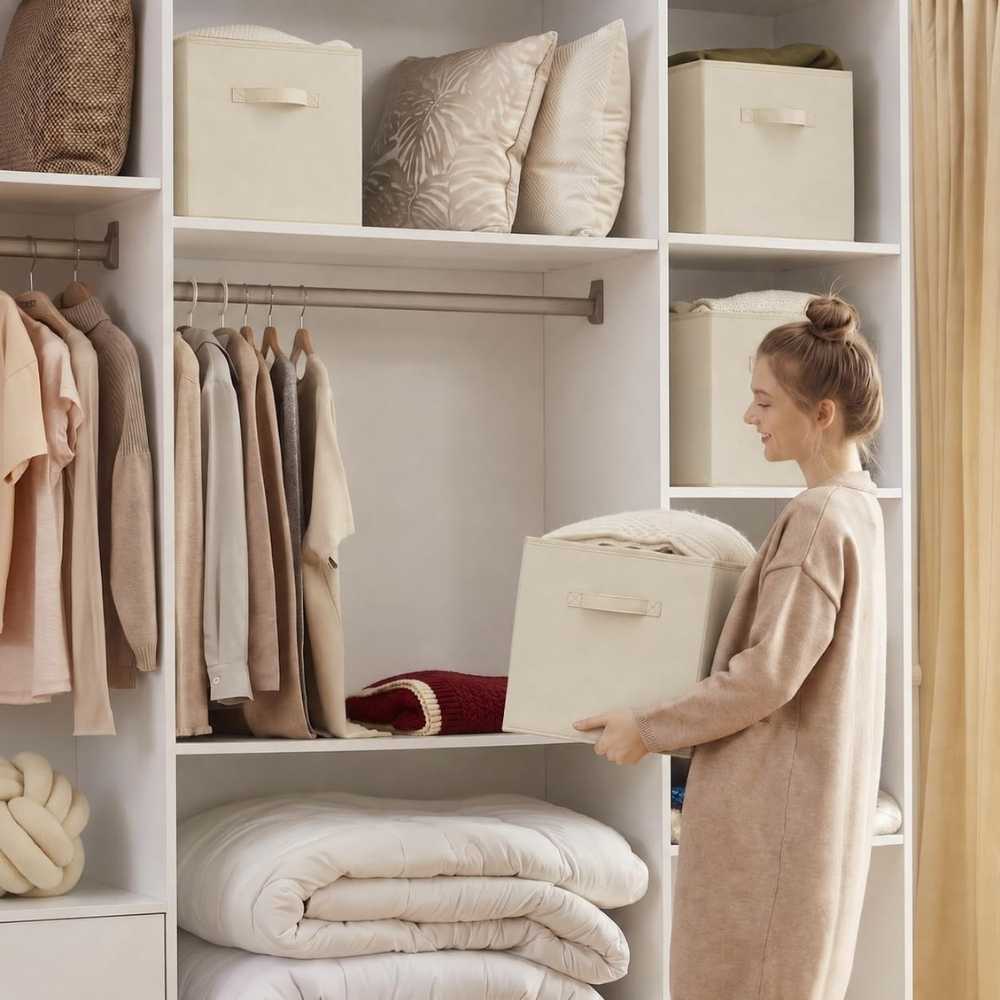 Lifewit Cubes de Rangement Pliables Panier en Tissu Caisse Boites Rangement avec Poignées Organisateur pour Vetements