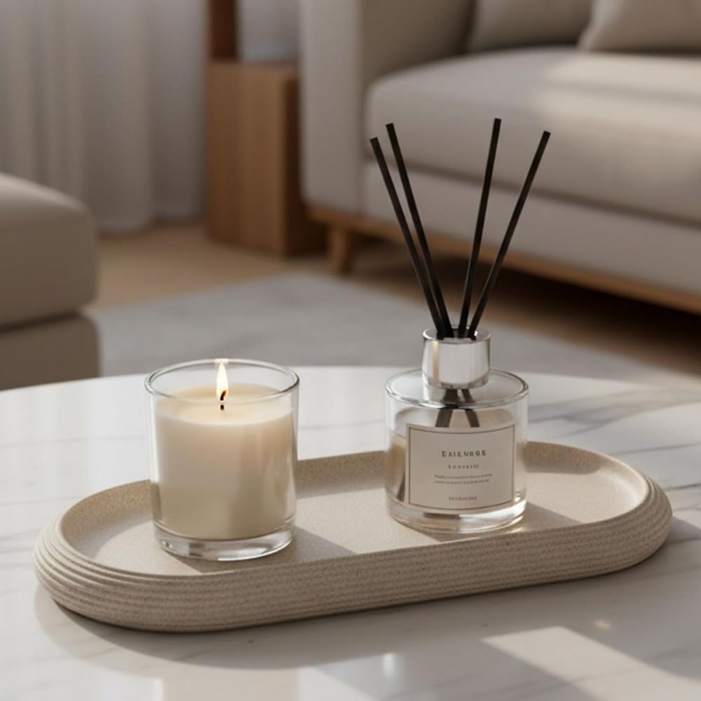 Résine Plateau Décoratif Multifonction 26 x 11 x 2.3 cm Petit Plateau pour Salle de Bain Parfum Bougies Café Mini Plateau de Rangement pour Comptoir