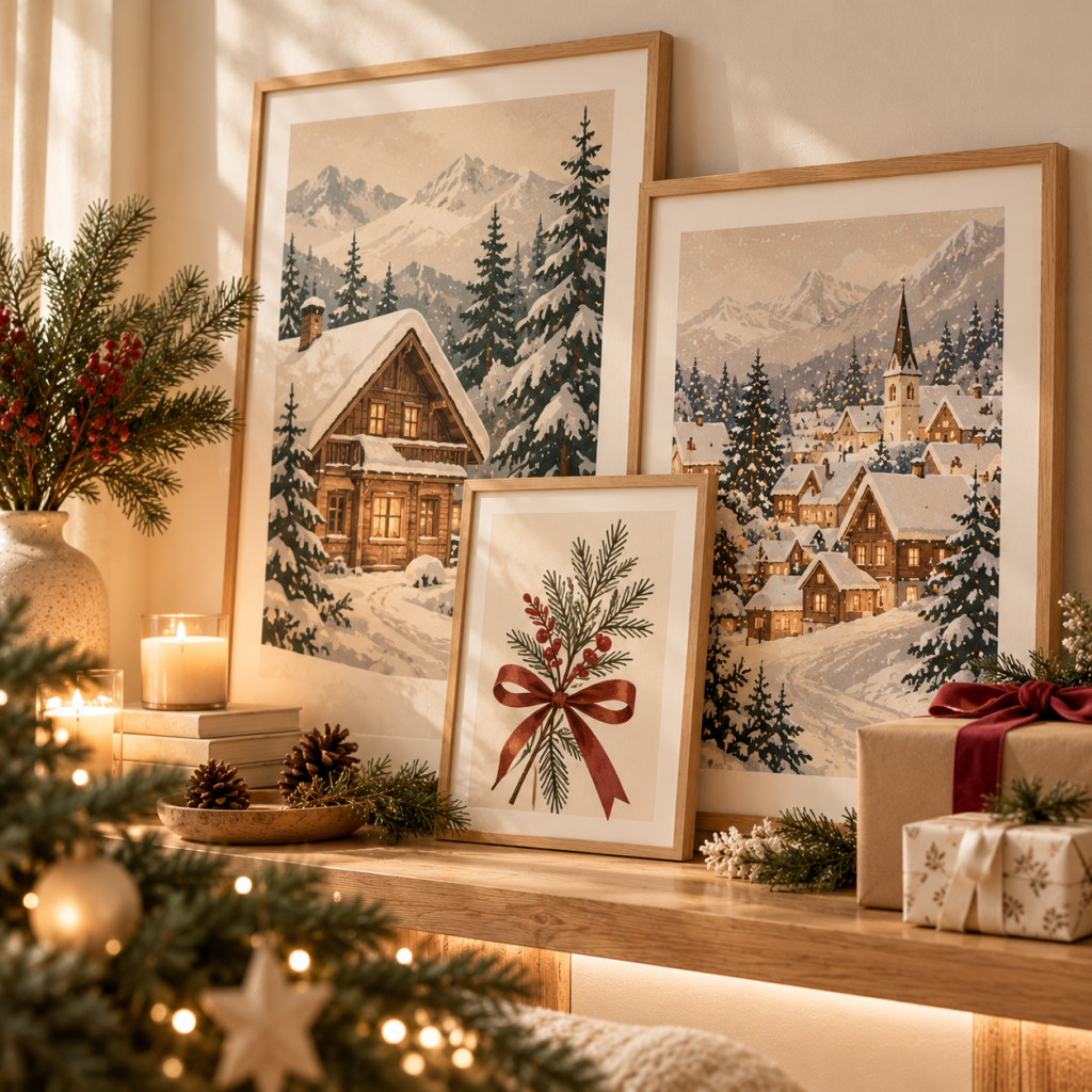 collection noël vignette de Noël aux paysages enneigés