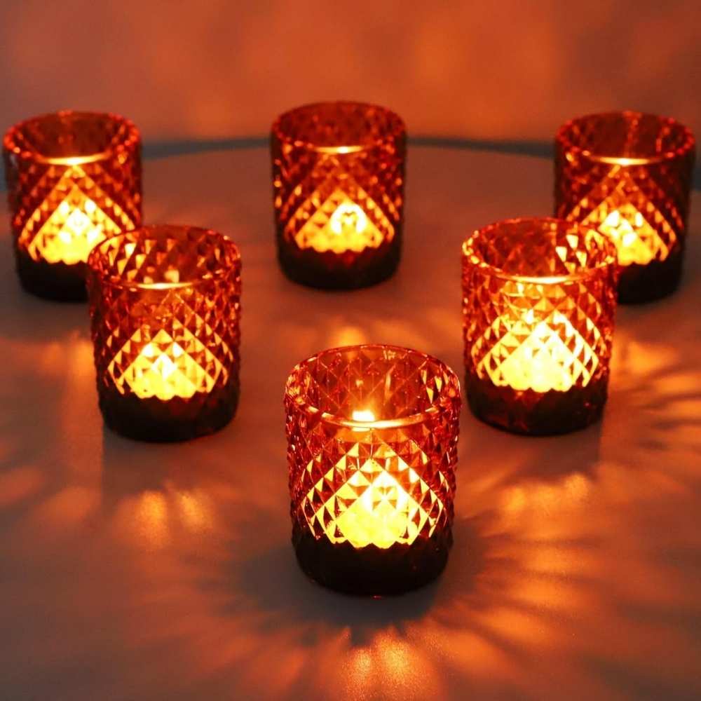 Vohocandle marron photophore verre lot de 12 pour la décoration d'automne