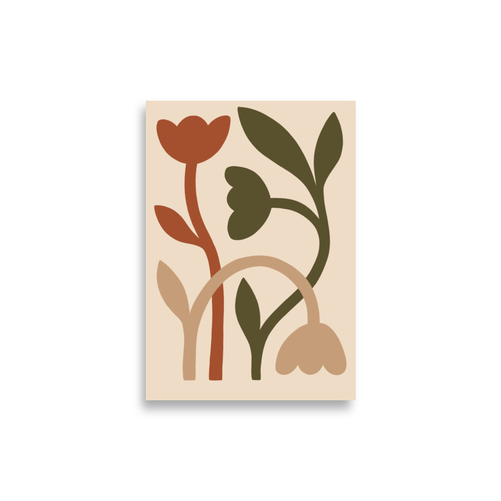Affiche fleurs abstraites terracotta et vert olive – Image 2