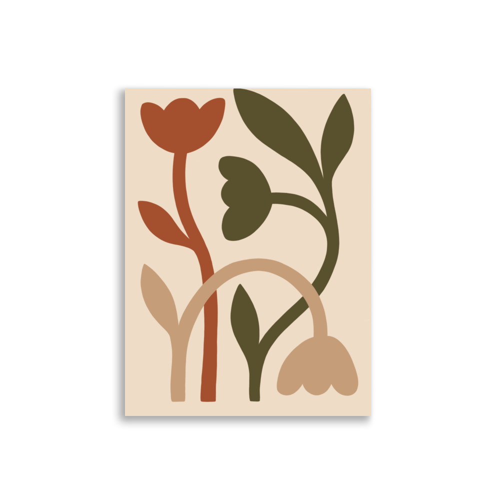 Affiche fleurs abstraites terracotta et vert olive – Image 3
