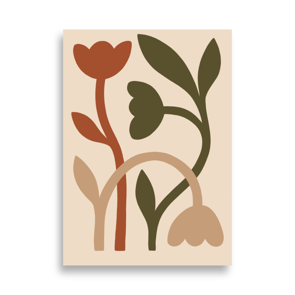 Affiche fleurs abstraites terracotta et vert olive – Image 4