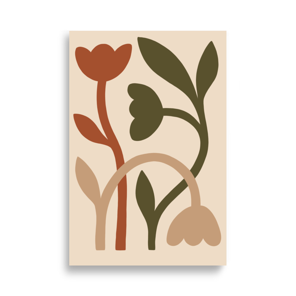 Affiche fleurs abstraites terracotta et vert olive – Image 5