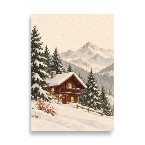 Affiche Chalet enneigé