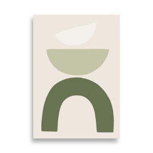 Affiche abstraite géométrique vert sauge et beige