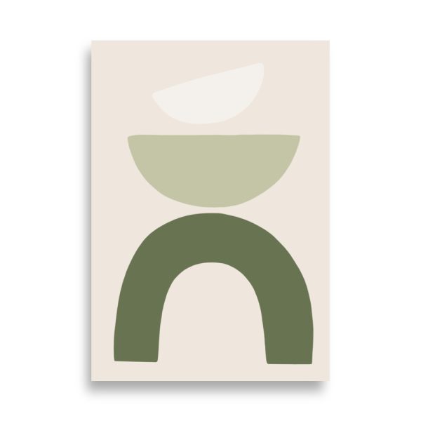 Affiche abstraite géométrique vert sauge et beige